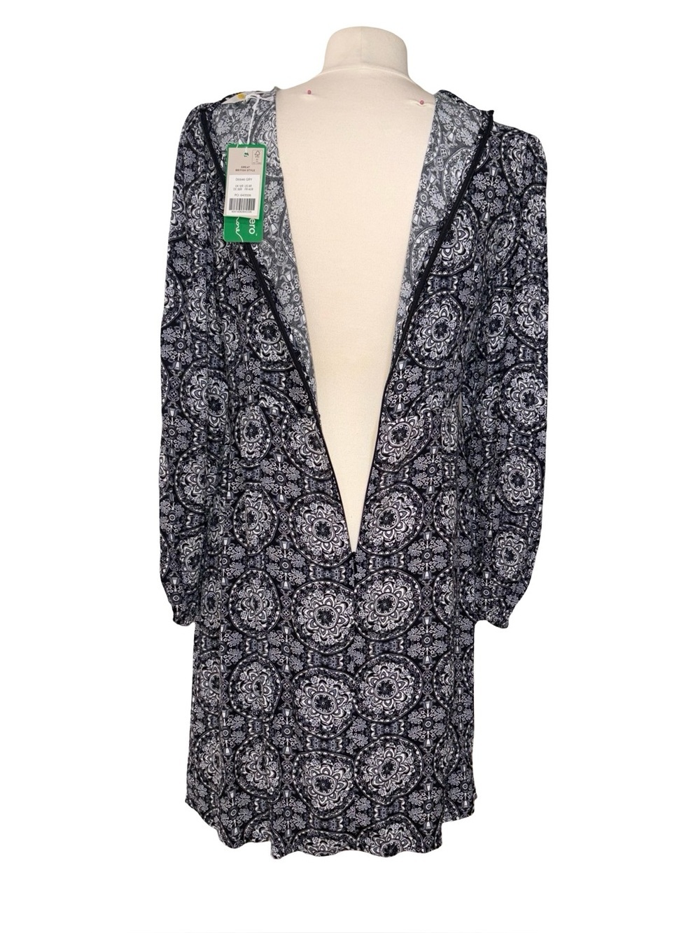 Boden Grey & White Medallion Print Dress | Long Sleeve | Size US 8 (UK 12) NWT - Picture 5 of 14